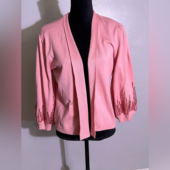 A Love Story Sweaters - Elegant Pink Cardigan with Sequin Detail